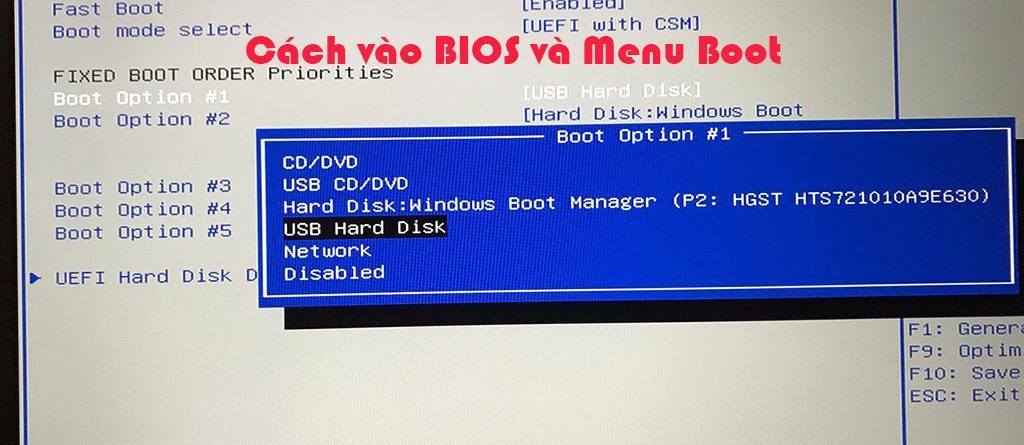 phím tắt vào bios va menu boot