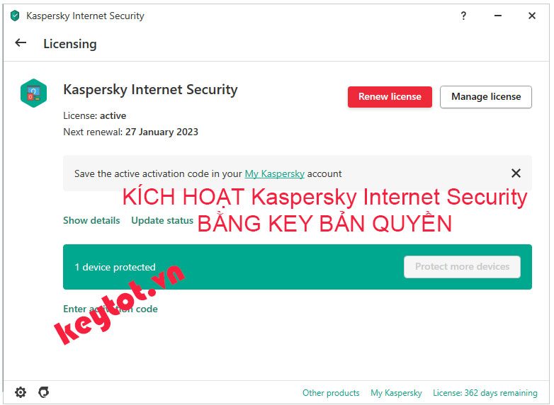 Cách kích hoạt Kaspersky Internet Security bằng Key bản quyền